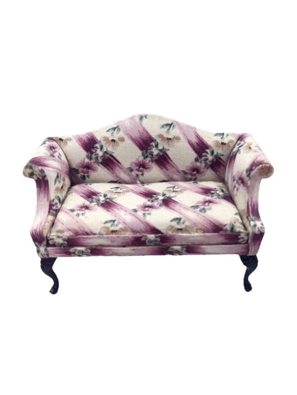 Vintage Bespaq Floral Cloth Sofa Couch Miniature Dollhouse 1:12